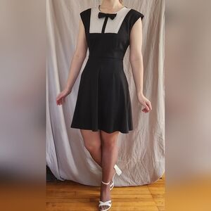 LC Lauren Conrad, Elegant Black and White Dress with Bow Detail Size 10